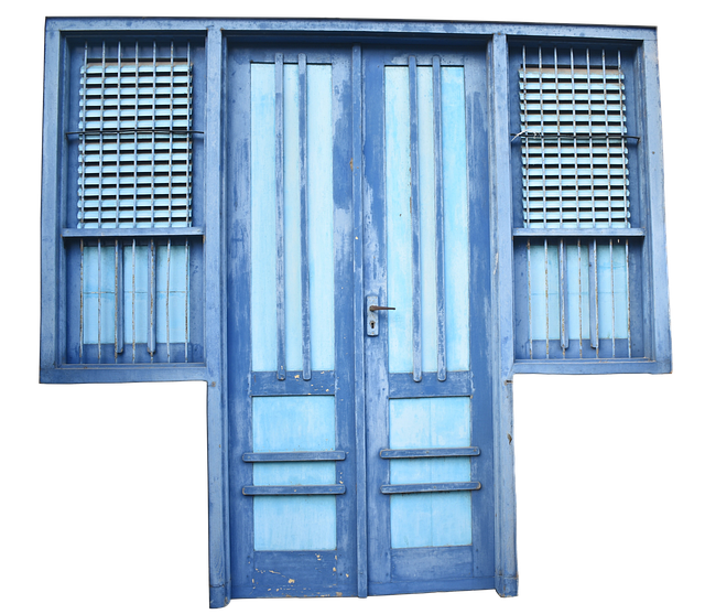 Smart digital lock with touchscreen keypad on wooden front door